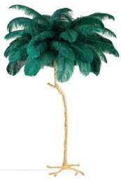 TIFFANY 175 Lampa podłogowa zielona mosiądz / naturalne