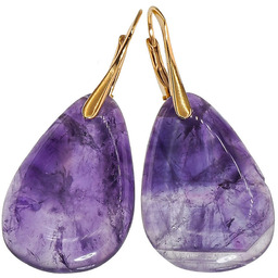 Naturalny Ametyst Wyjątkowe Kolczyki Złote Srebro Unikat