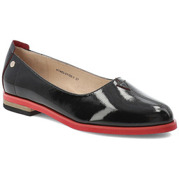 Maciejka Baleriny damskie, cholewka skóra naturalna lakierowana kontrastowa