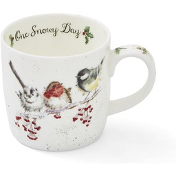 KUBEK PORCELANOWY Royal Worcester''s Wrendale Designs PTAKI ZIMOWĄ