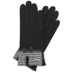 Damskie rękawiczki z wykończeniem w pepitkę czarne