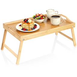 Stolik śniadaniowy bambusowy składany 2w1 50x30x24,5 cm