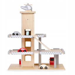 Duży drewniany tor garaż parking z windą autka