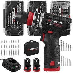 Wiertarka wkrętarka bezszczotkowa Parkside Pbspa 12V 2ah x2
