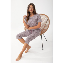 Piżama damska LUNA kod 325 kakaowa różowa panterka
