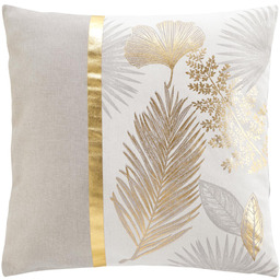 Douceur D''intérieur Beżowa poduszka, złote liście, 45 x