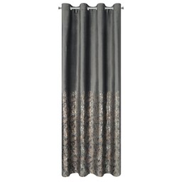 Eurofirany Zasłona 140x250 Tori grafitowa złota gałązki gotowa