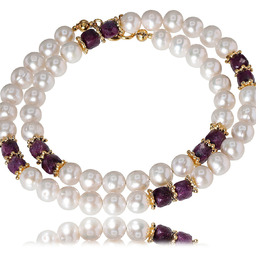 Naturalny Rubin Prawdziwe Perły Oryginalny Naszyjnik Złote Srebro