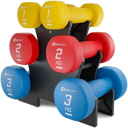Zestaw hantelek winylowych do ćwiczeń okrągłych ze stojakiem
