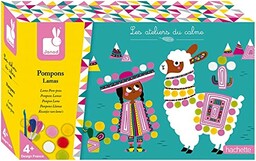 Janod Pompons Lamas J07802 Zestaw Kreatywny, Wielokolorowy, 22.35