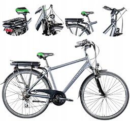 Rower Elektryczny Męski Trekkingowy 28 250W Shimano Amortyzacja