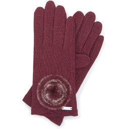 Damskie rękawiczki z puszkiem bordowe