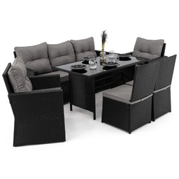 Zestaw mebli ogrodowych MONAKO XL czarny, technorattan -