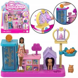Mattel Mini Barbie Land Lalka weterynarz + zwierzaki