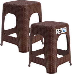 Taboret rattan 45 x 26 cm brązowy, 2