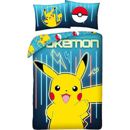 Halantex Komplet pościeli Pokemon Picachu Yellow Blue, 2-częściowy