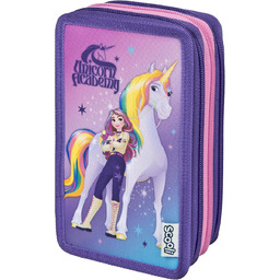 Piórnik szkolny 3-komorowy Scooli Unicorn Academy z kredkami