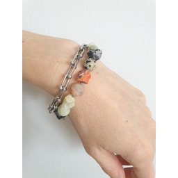 Pakamera Bransoletka RAW z łańcuchem, phrenit, opal, kamień