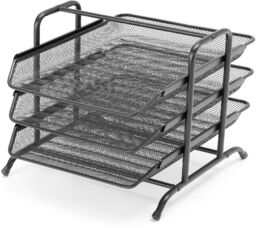 Stojak na dokumenty/pocztę, 3 przegrody, czarny