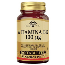 SOLGAR Naturalna witamina B12 0,1 mg, 100 tabl.