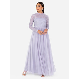 MAYA DELUXE LILIOWA SUKIENKA PLUS SIZE Z CEKINAMI