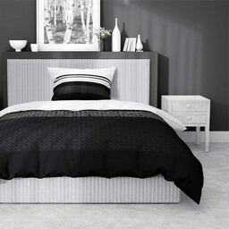 Pościel satynowa 140x200 Home Satin 80 geometryczna biała