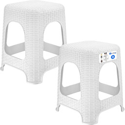 Taboret rattan 45 x 26 cm biały, 2