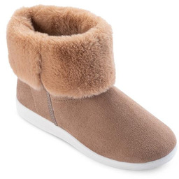 Decodoma Damskie botki do kostki z futerkiem beżowe