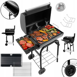 Grill Ogrodowy Węglowy z Pokrywą i Kominem Beczkowy
