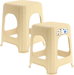Taboret rattan 45 x 26 cm beżowy, 2