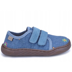 Emel Tenisówki EK6000-3 24 Barefoot jeansowe w kwiatuszki