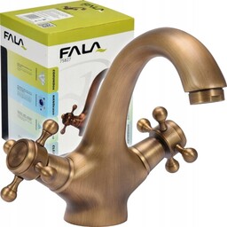 Bateria Umywalkowa Kran Stojąca Retro Mosiądz Ant.