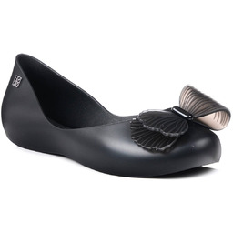 Buty damskie baleriny gumowe czarne z kokardką pachnące