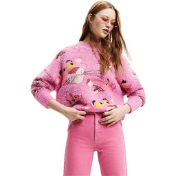 Sweter damski Desigual Pink Panther z dodatkiem wełny