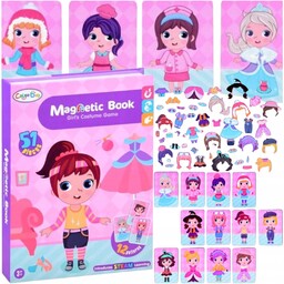 Książka Magnetyczna Tablica Klocki Kartonowe Puzzle Lalka Ubrania