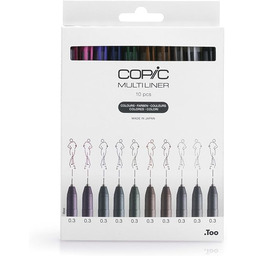 Copic Multiliner Set Color, zestaw 10 kredek kreślarskich