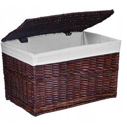 Kosz Wiklinowy Kufer Na Pranie Bieliznę Brązowy Skrzynia