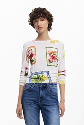 Sweter z tropikalnymi wzorami