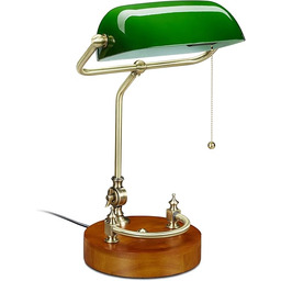 Relaxdays Lampa bankierska z wyłącznikiem pociągowym, odchylanym szklanym