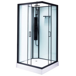 Kabina prysznicowa zabudowana na niskim brodziku kwadratowa 100x100