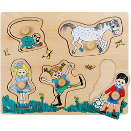 Drewniana Układanka Puzzle Z Uchwytami Pippi Langstrumpf, Sorter