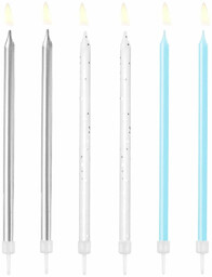 Świeczki urodzinowe niebiesko-srebrne - 12,5 cm - 6