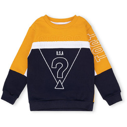 Bluza niemowlęca Guess z logo granatowo żółta-62
