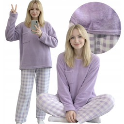 PIŻAMA DAMSKA DWUCZĘŚCIOWA WYGODNA DŁUGI RĘKAW SPODNIE CIEPŁA