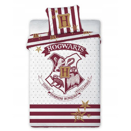 Pościel 140x200 Harry Potter Herb biała bordowa młodzieżowa