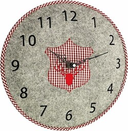 TFA Dostmann analogowy zegar ścienny z filcu, szary/czerwony,