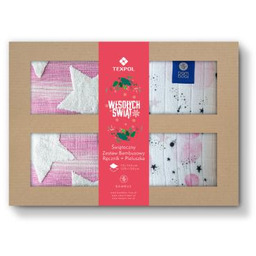 TEXPOL Zestaw świąteczny: Bambusowy ręcznik SKY STARS róż