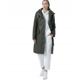 DINGY WEATHER PŁASZCZ Z KAPTUREM DŁUGI KLASYCZNY KHAKI