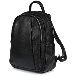 Granatowy Włoski Plecak Skórzany A4 damski dużo kieszeni