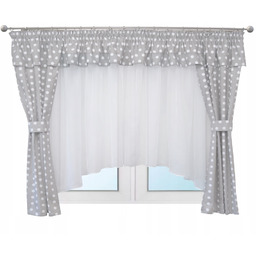 Firana dziecięca Komplet szare grochy dziewczynka
